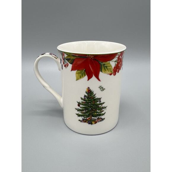 Spode Christmas Tree Coffee Mug Flower Wreath Garland Trim - Picture 1 of 6